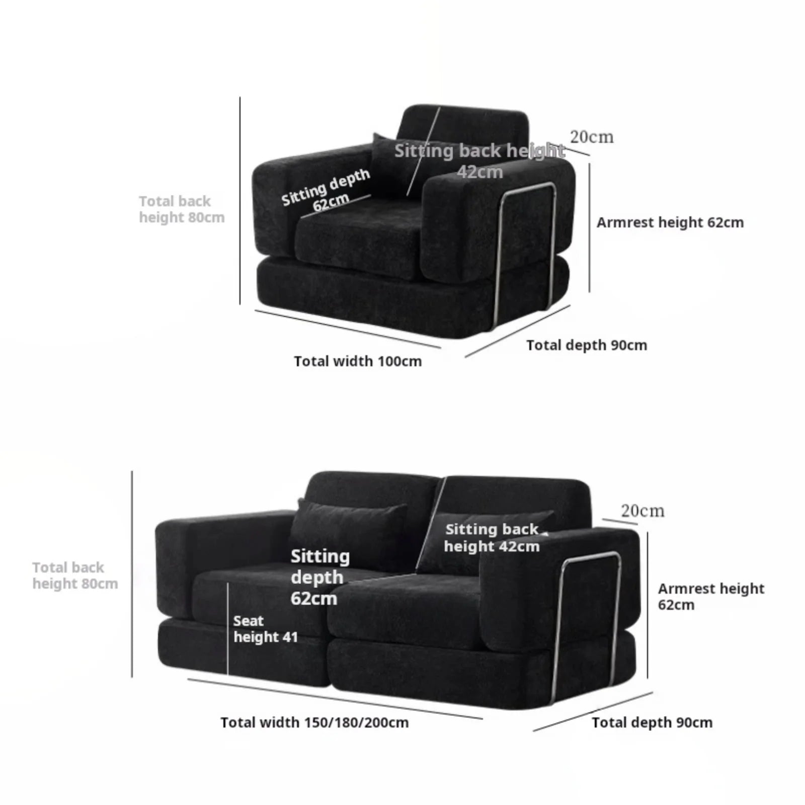 Multi-Functional Combination Compression Sofa Vacuum Folding Convertible Sofa In Bed Retro High-End Fabric Living Room Washable